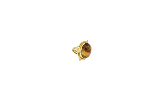 Checker Tiger Eye Moissanite Ring.