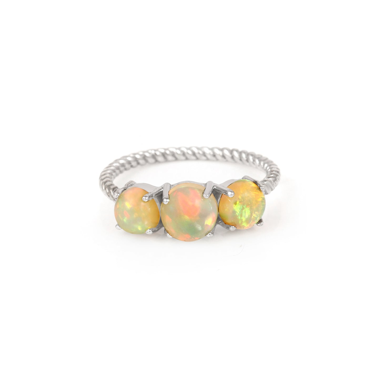 Twisted Three Opal Ring