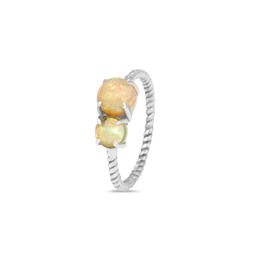 Twisted two opal Ring