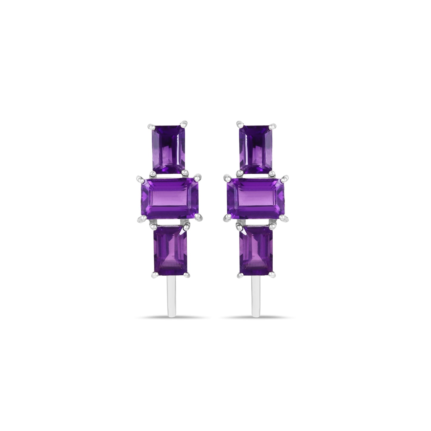 Three Stone Amethyst Earring