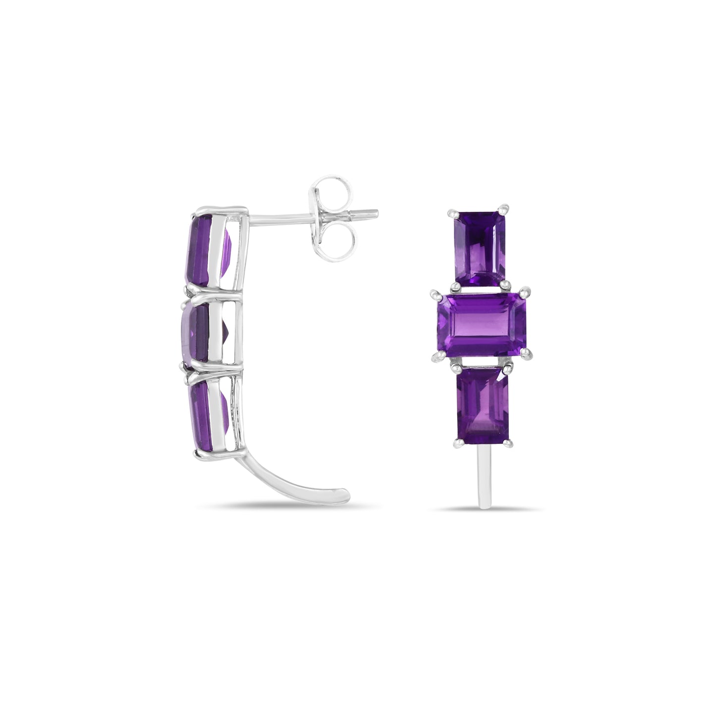 Three Stone Amethyst Earring
