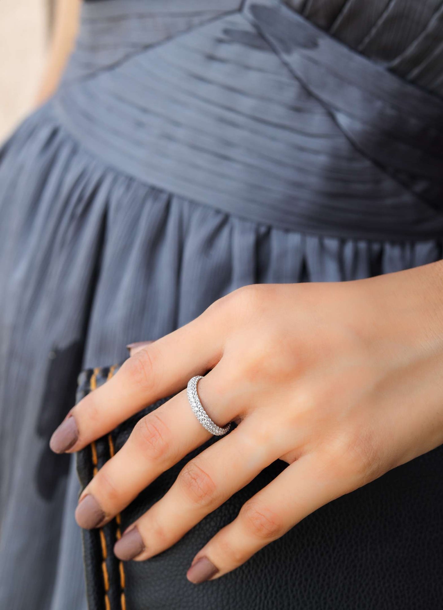 Three Layer Pave Diamond Ring