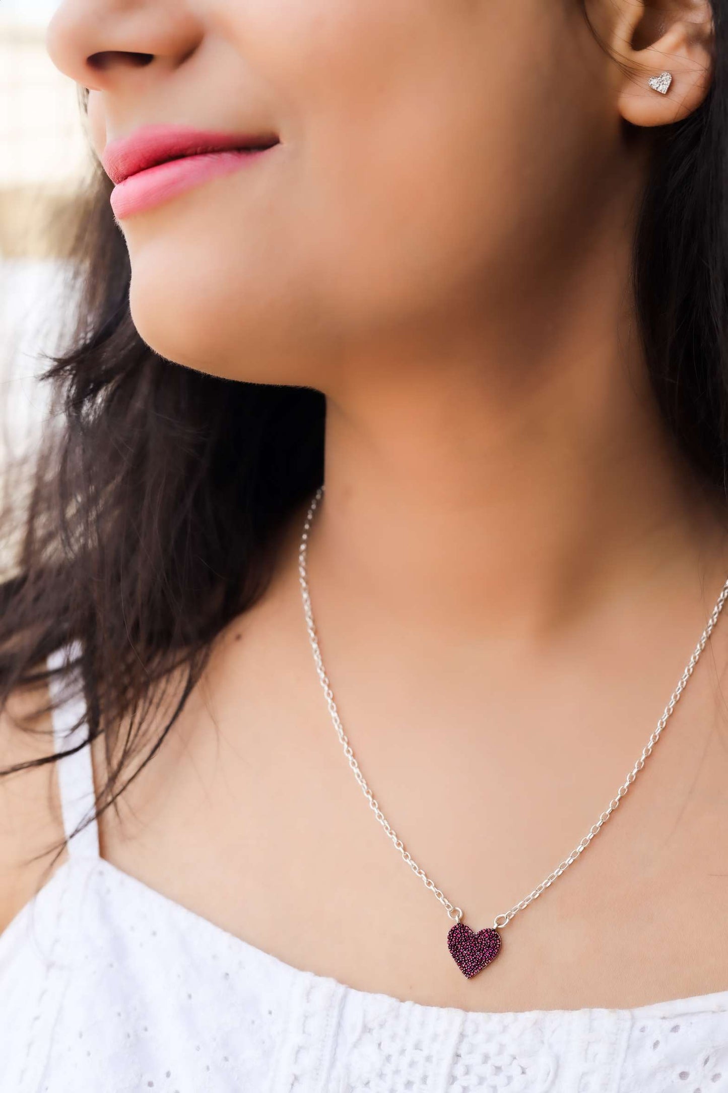 Ruby pave heart pendant