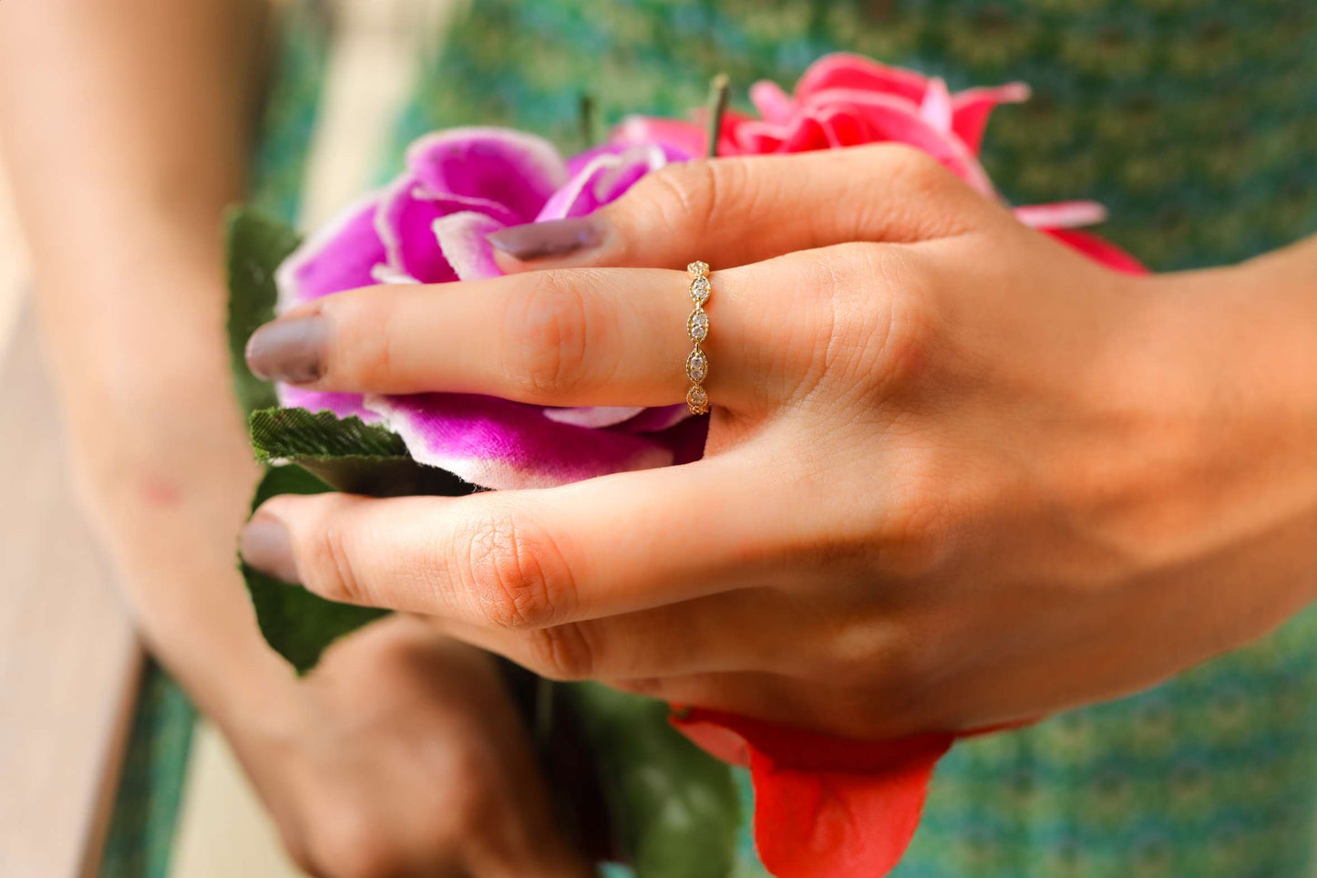 Double Diamond Half Marquis Band