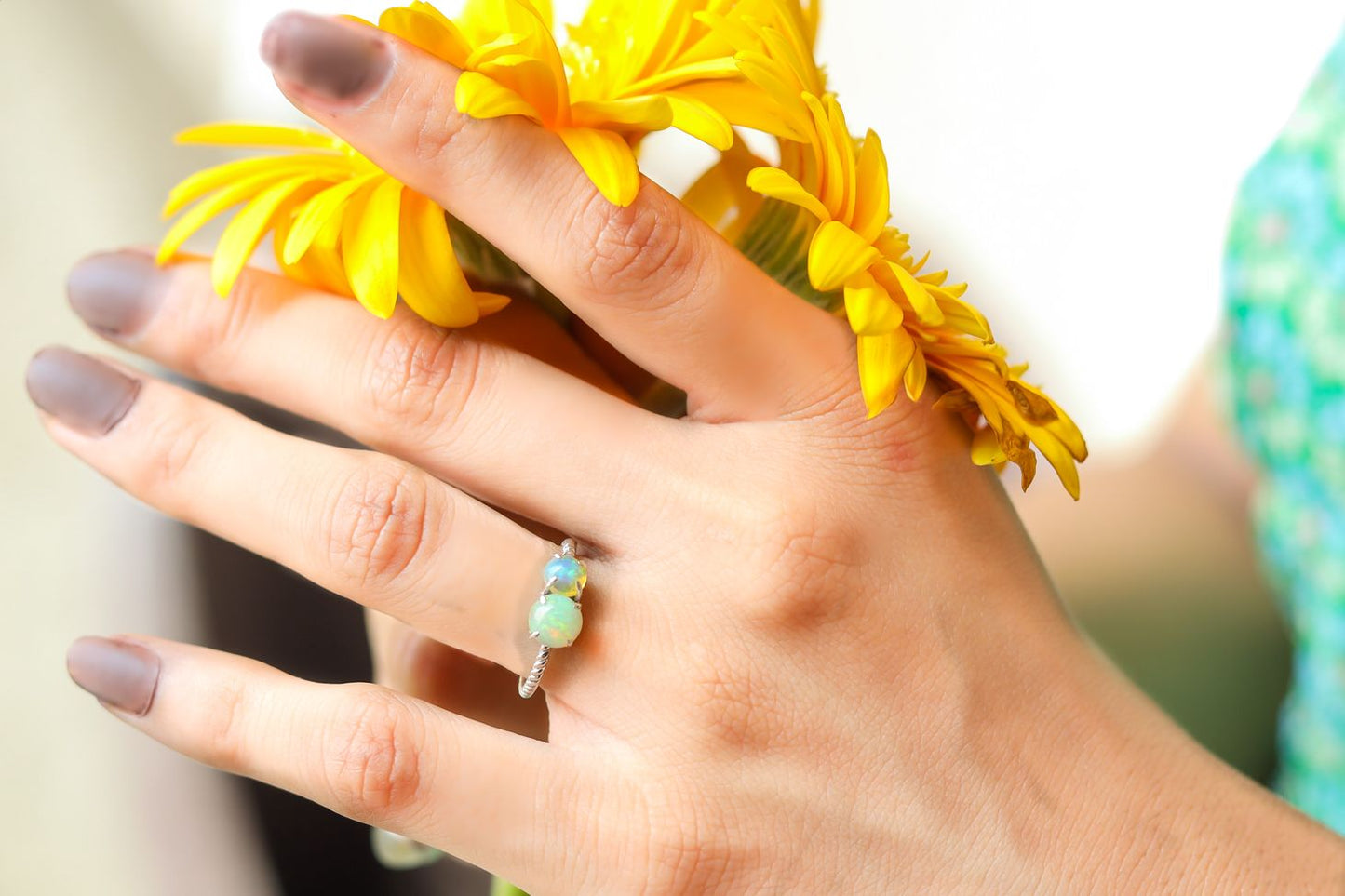 Twisted two opal Ring