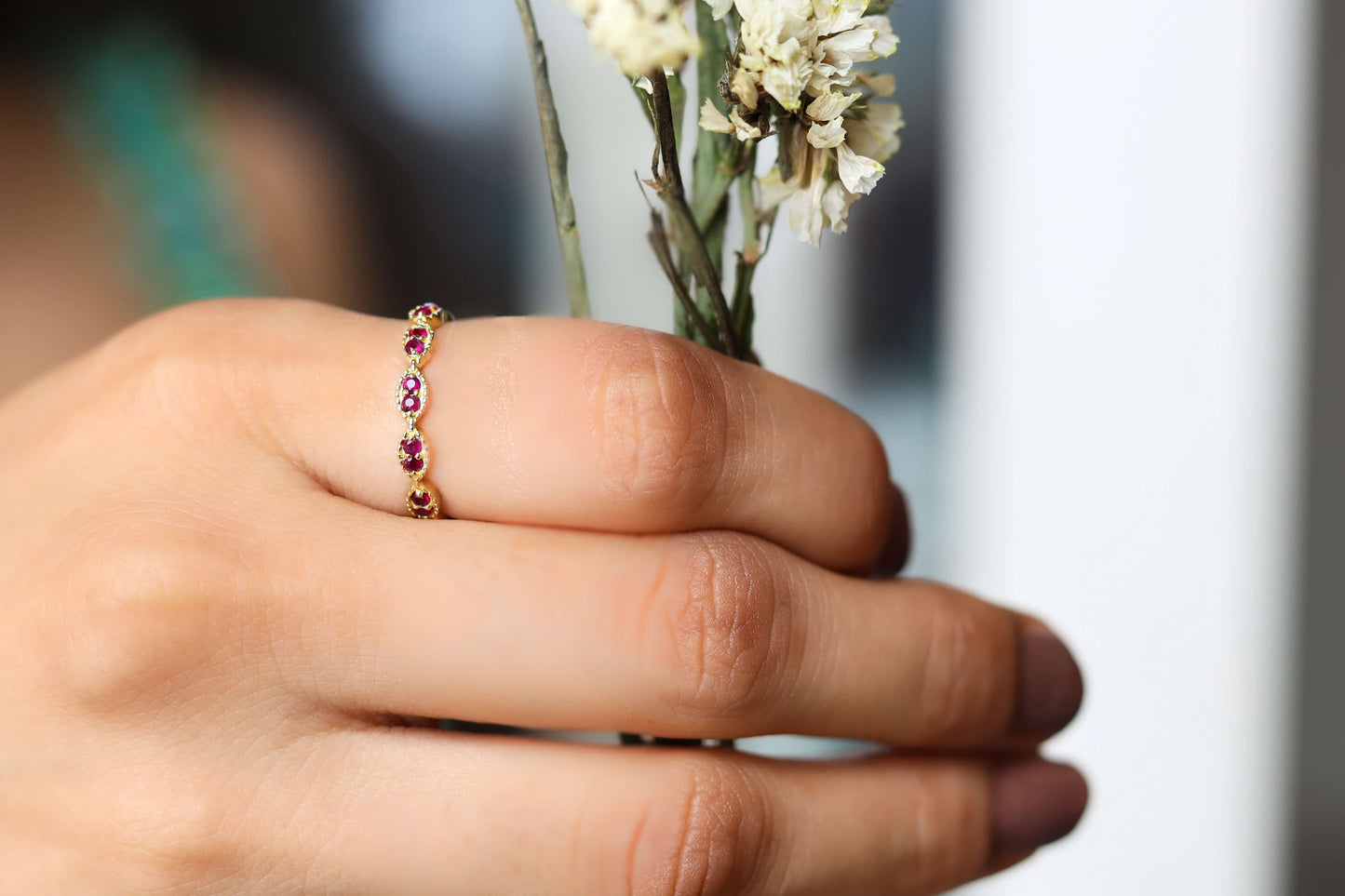 Art Deco Minimal Ruby Ring