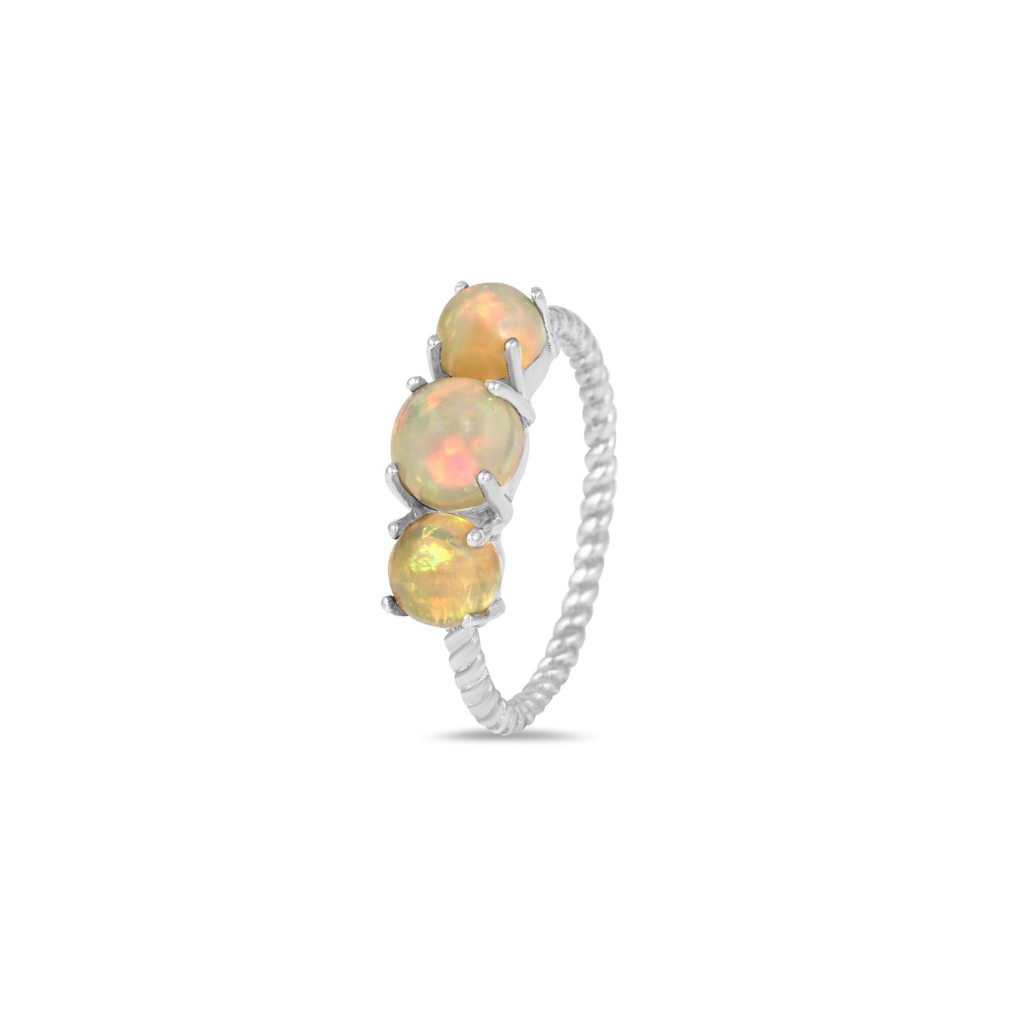 Twisted Three Opal Ring