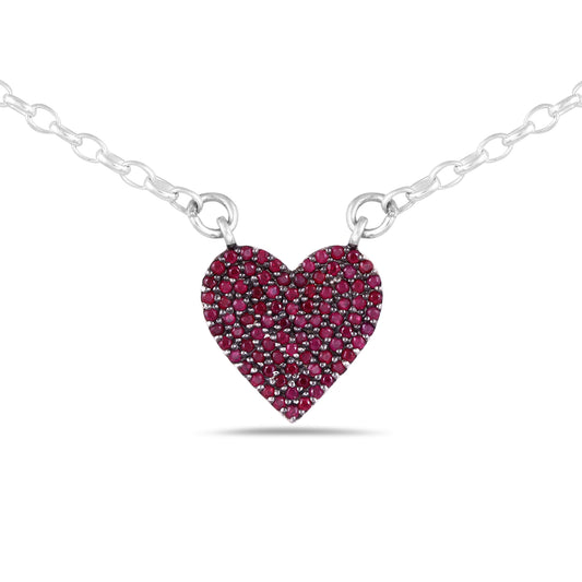 Ruby pave heart pendant