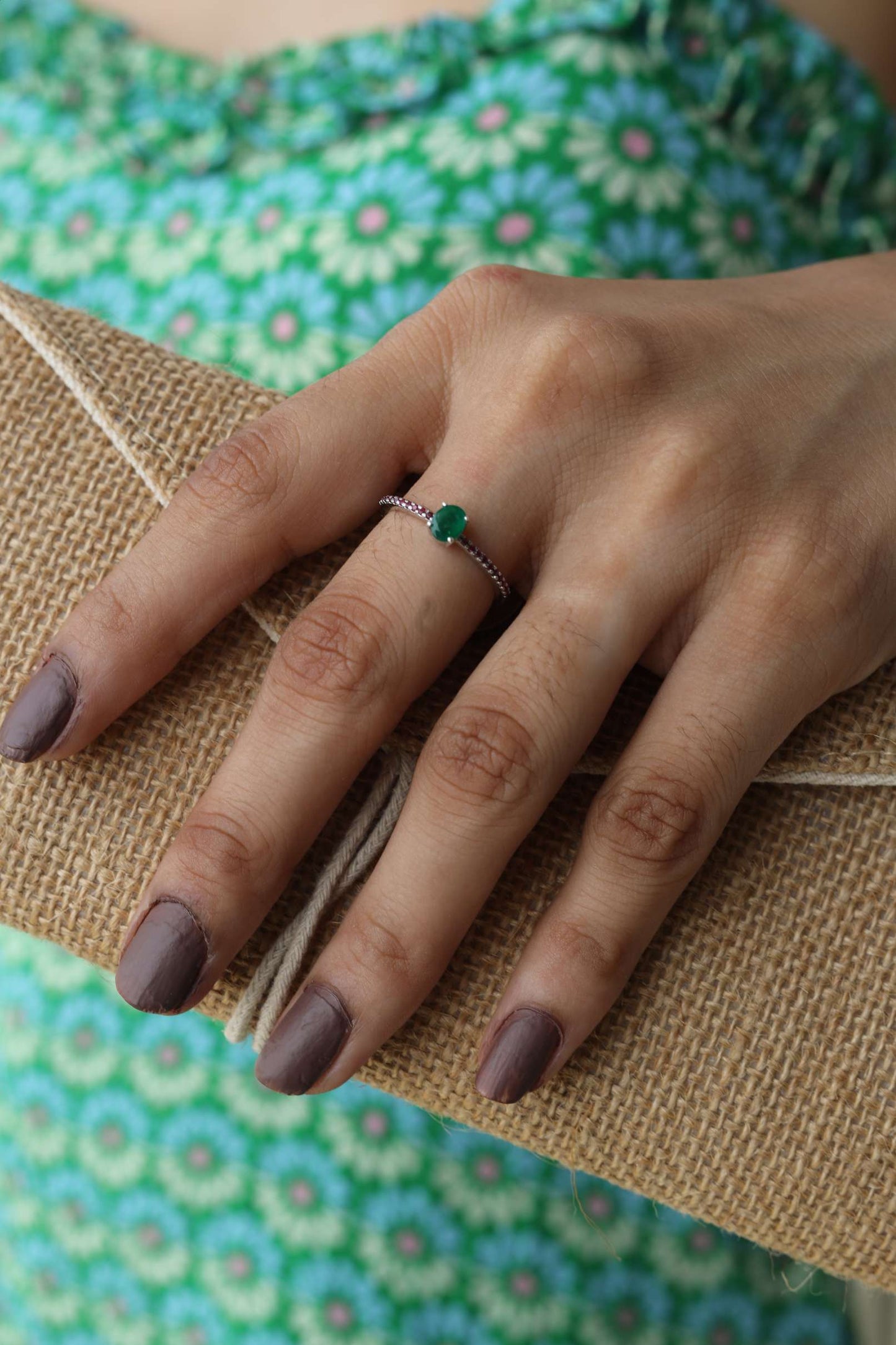 Petite Emerald Ruby Ring