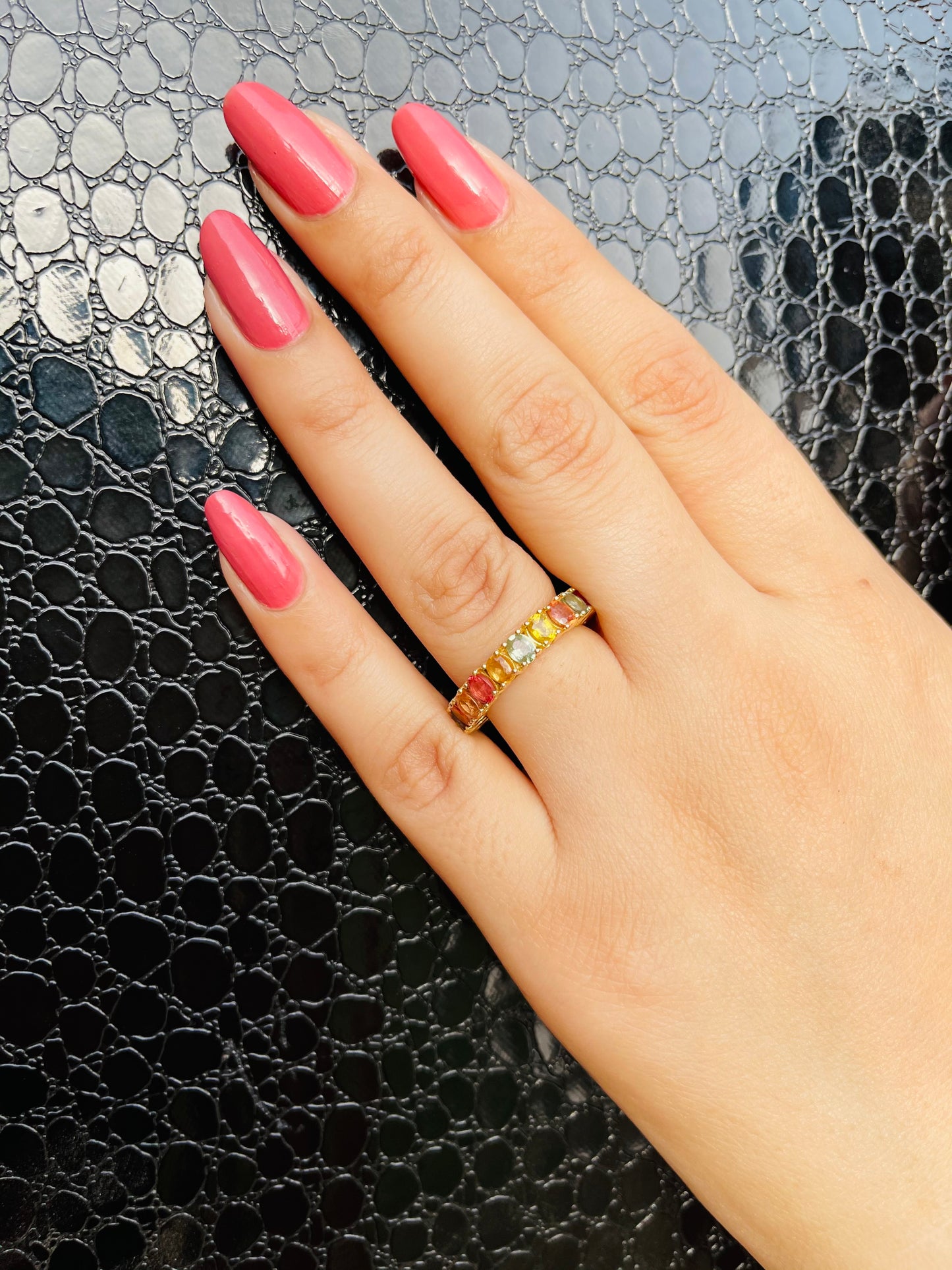 Multi-Color Gold Multi-Sapphire Ring